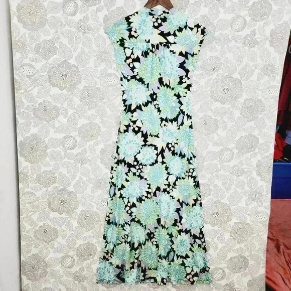 kate spade Slip Maxi Dress Keyhole Cap Sleeve Floral Stretched Size XS - Picture 2 of 8